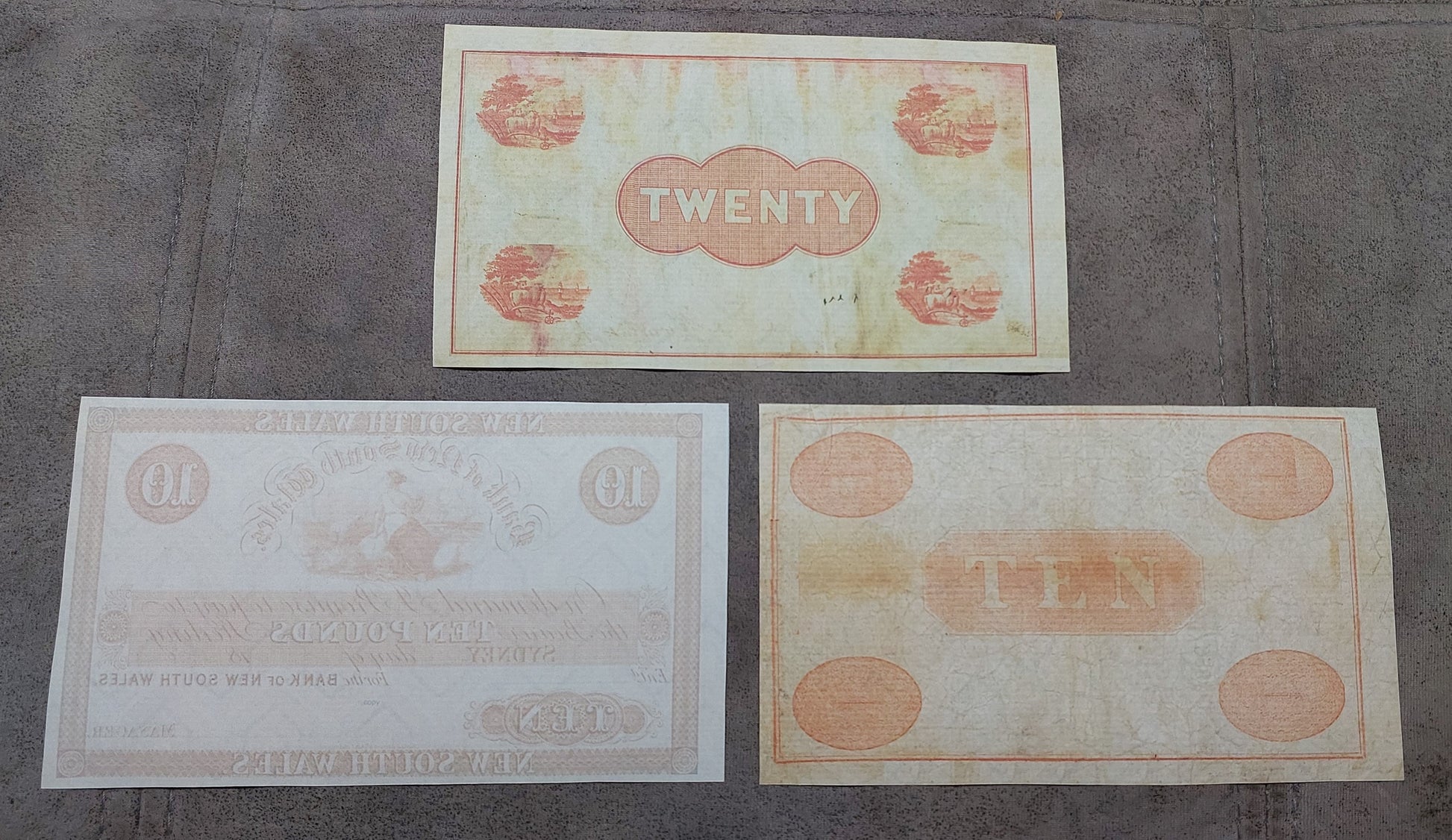 Bank of New South Wales and Commercial Bank of Sydney Banknotes Reverse Side