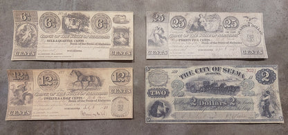 Bank of the State of Alabama 6 1/4 Cent & 12 1/2 Cent 1838 obsolete notes front