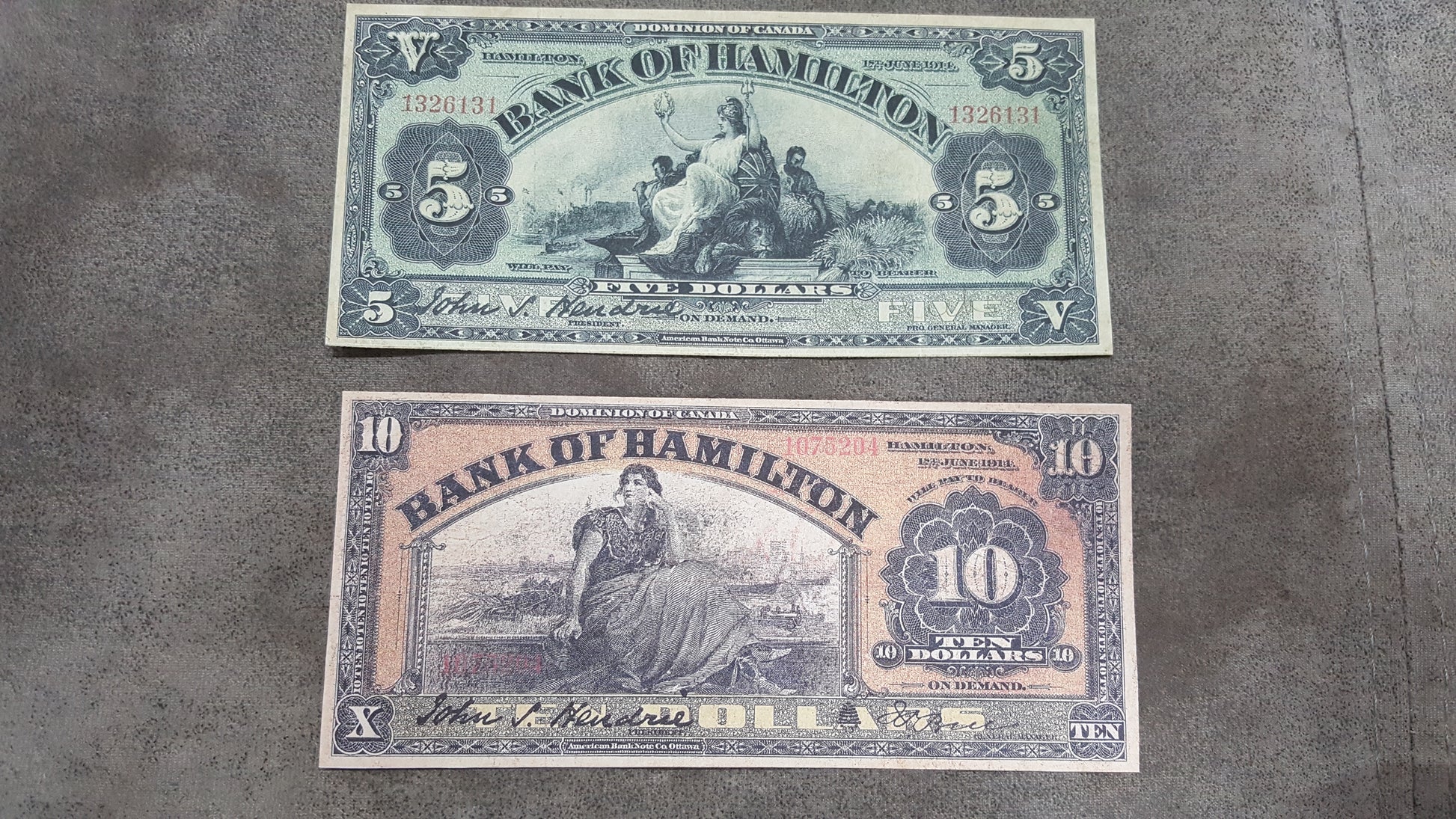 Canada Bank of Hamilton 5 Dollar 1914, 10 Dollar 1914 and 20 Dollar 1914 Notes