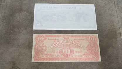 Canada Bank of Hamilton 5 and 10 Dollar 1904 Historical Notes Reverse Side
