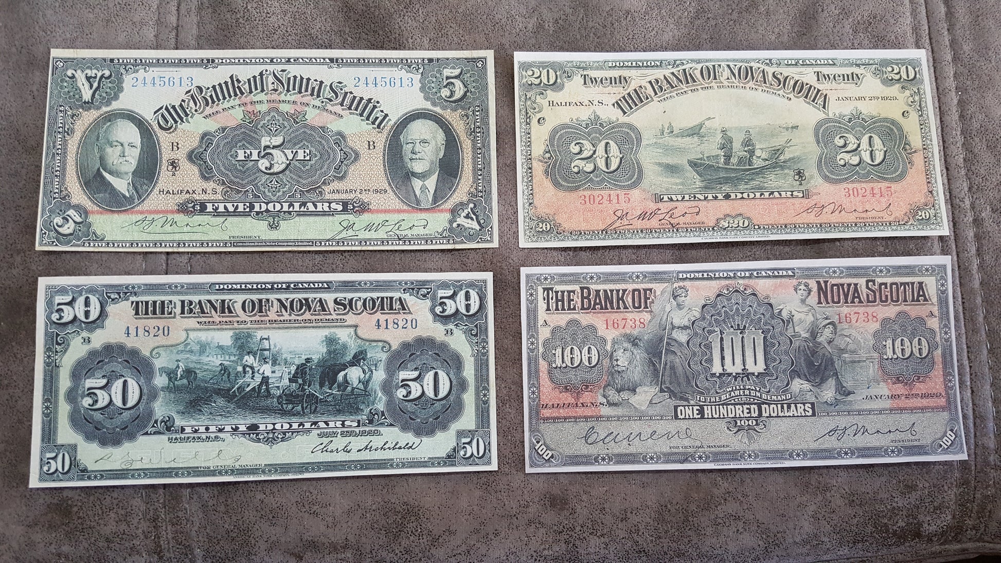 Canada Bank of Nova Scotia 5 Dollar 1924 1929 and 10 Dollar 1924 1929 Notes