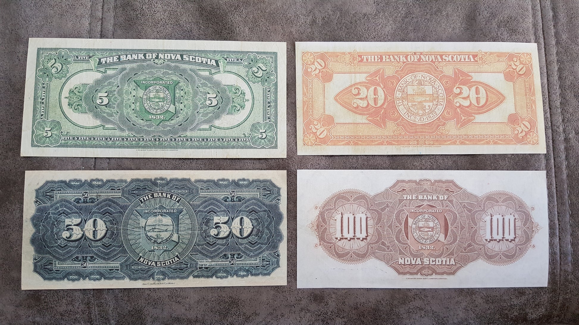 Canada Bank of Nova Scotia 5 and 10 Dollar 1924 and 1929 Currency Back Side