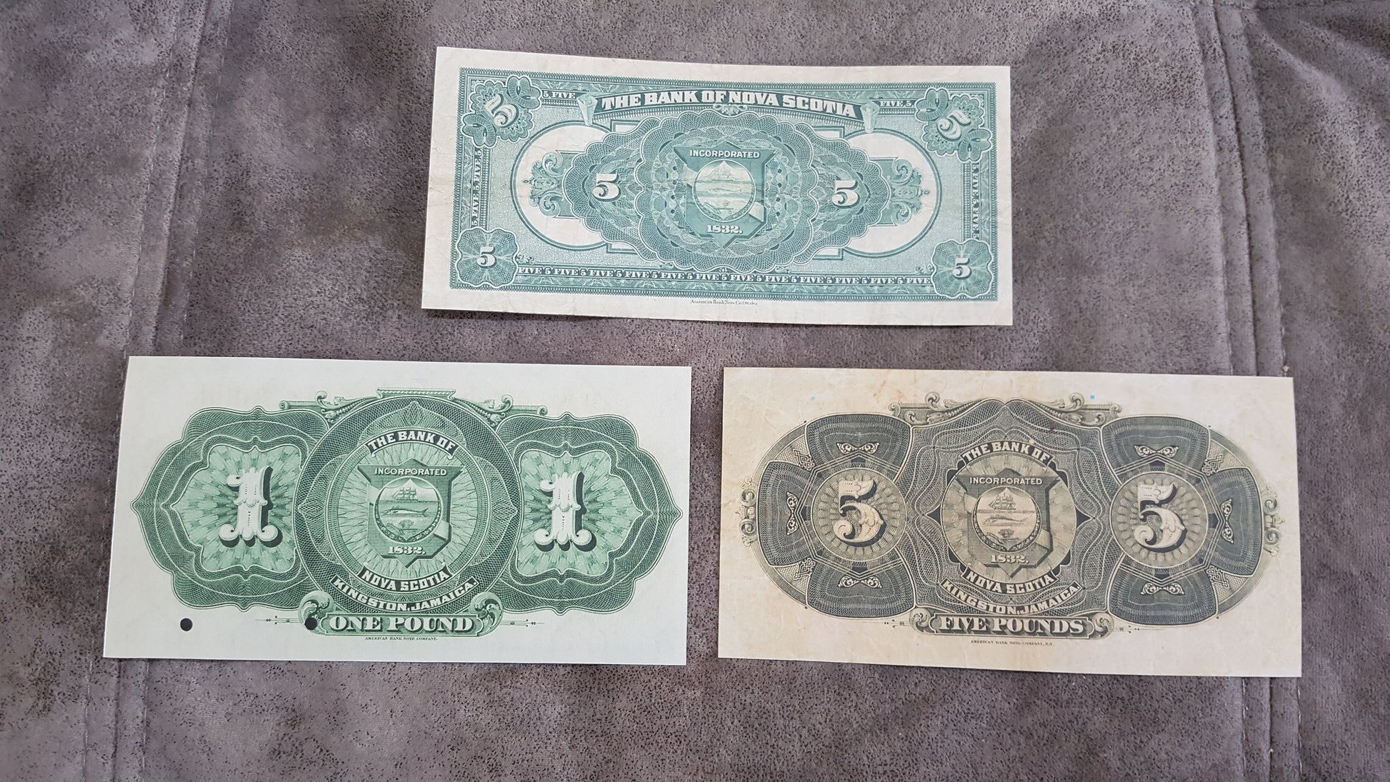 Canada Bank of Nova Scotia 5 and 20 Dollar 1903 1918 Currency Back Side