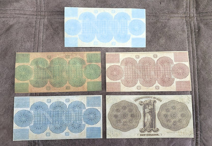 City of New Orleans 500, 50 & 100 Dollar obsolete currency notes reverse side
