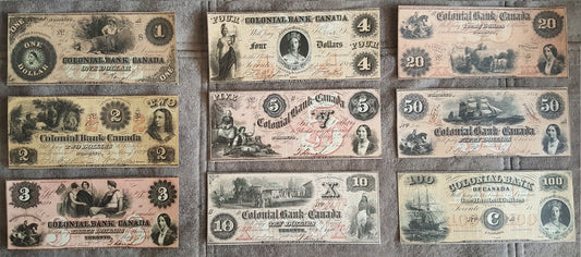 Colonial Bank of Canada 1859 banknote archival facsimile.