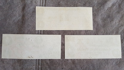 Colonial Bank of Canada 5, 10 and 20 Dollar 1859 Treasury Specimen Notes Reverse