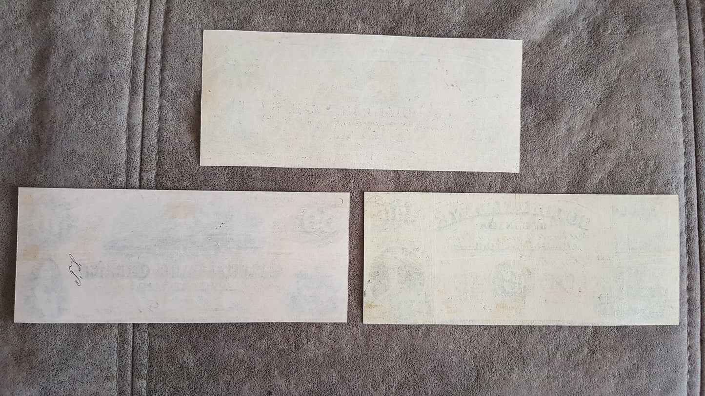 Colonial Bank of Canada High Denomination 50 and 100 Dollar 1859 Notes Reverse