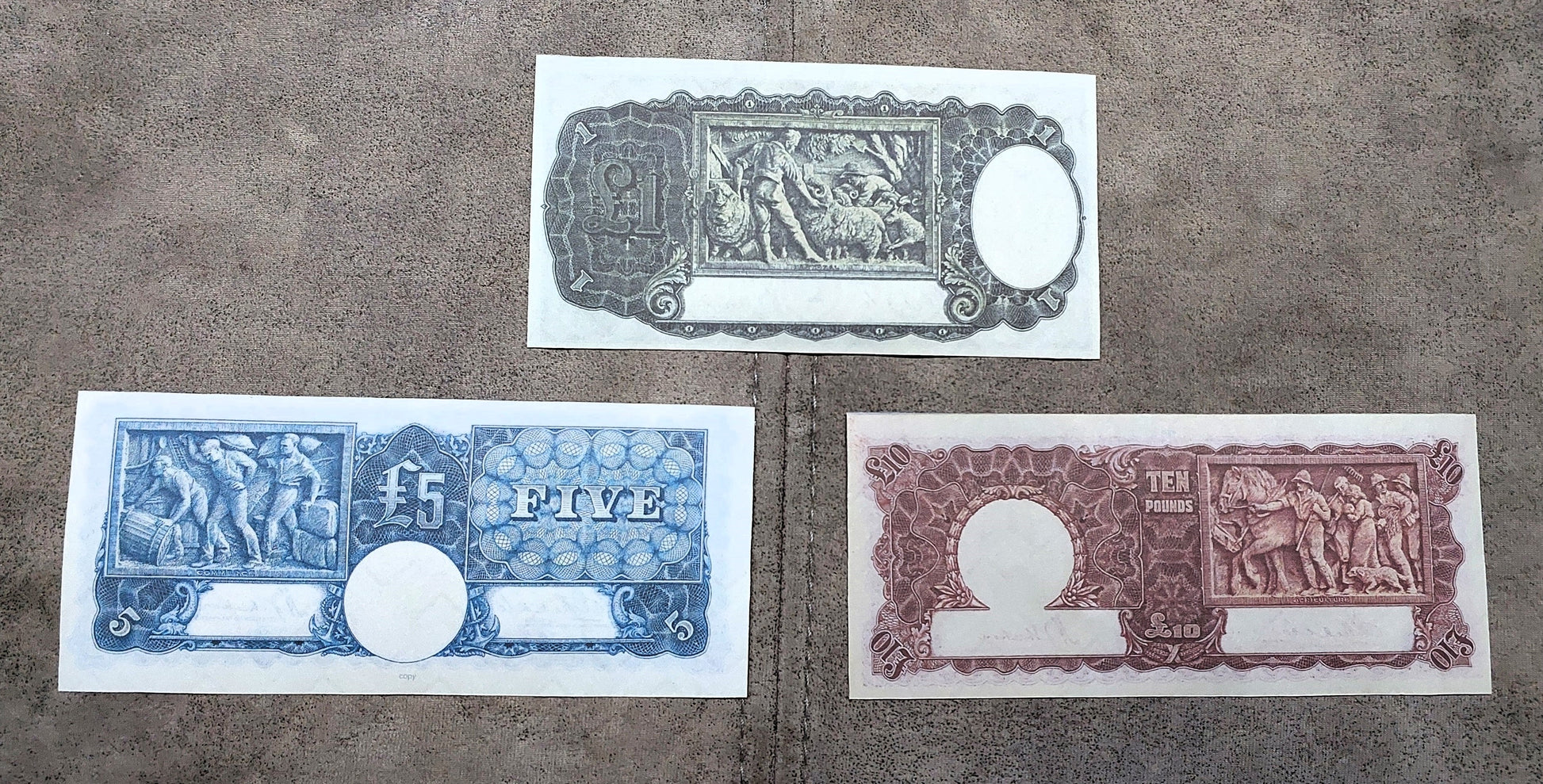 Commonwealth of Australia 1, 5 and 10 Pound 1933-1939 Banknotes Reverse Side
