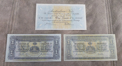 Commonwealth of Australia 1 Pound 1914 Collins-Allen and 1918 Cerutty-Collins Specimen Notes