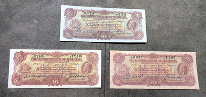 Commonwealth of Australia 10 Pound 1925 Kell-Collins and Kell-Heathershaw Specimen Notes
