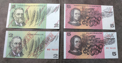 Commonwealth of Australia 2 Dollar and 5 Dollar Historic Banknotes Reverse Side