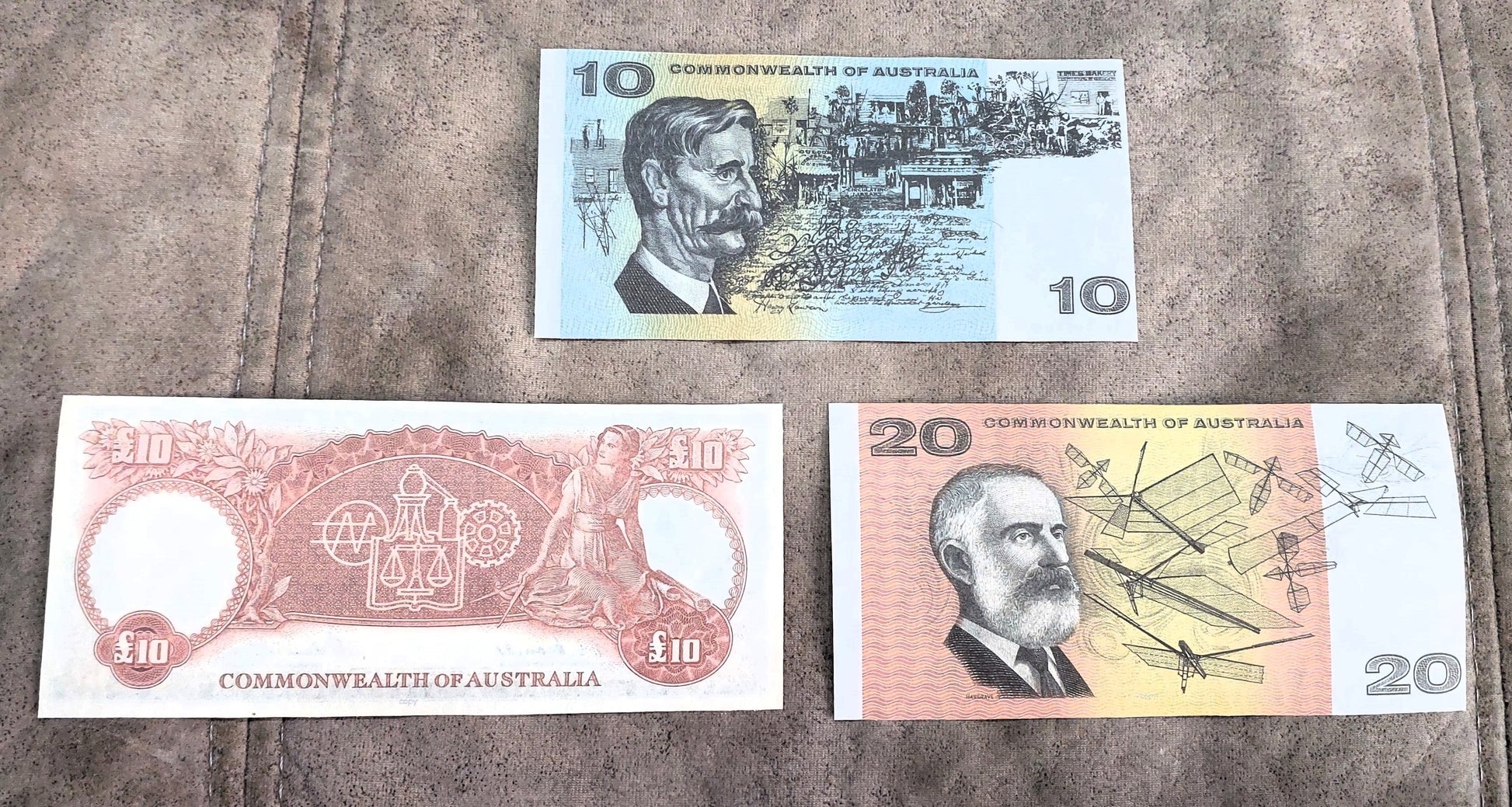 Commonwealth of Australia High Denomination 20, and 10 Dollar Star Notes Reverse