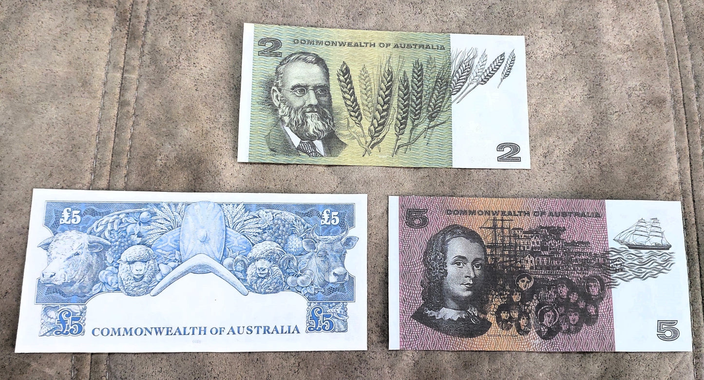 Commonwealth of Australia 5 Dollar and 10 Dollar Replacement Banknotes Reverse Side