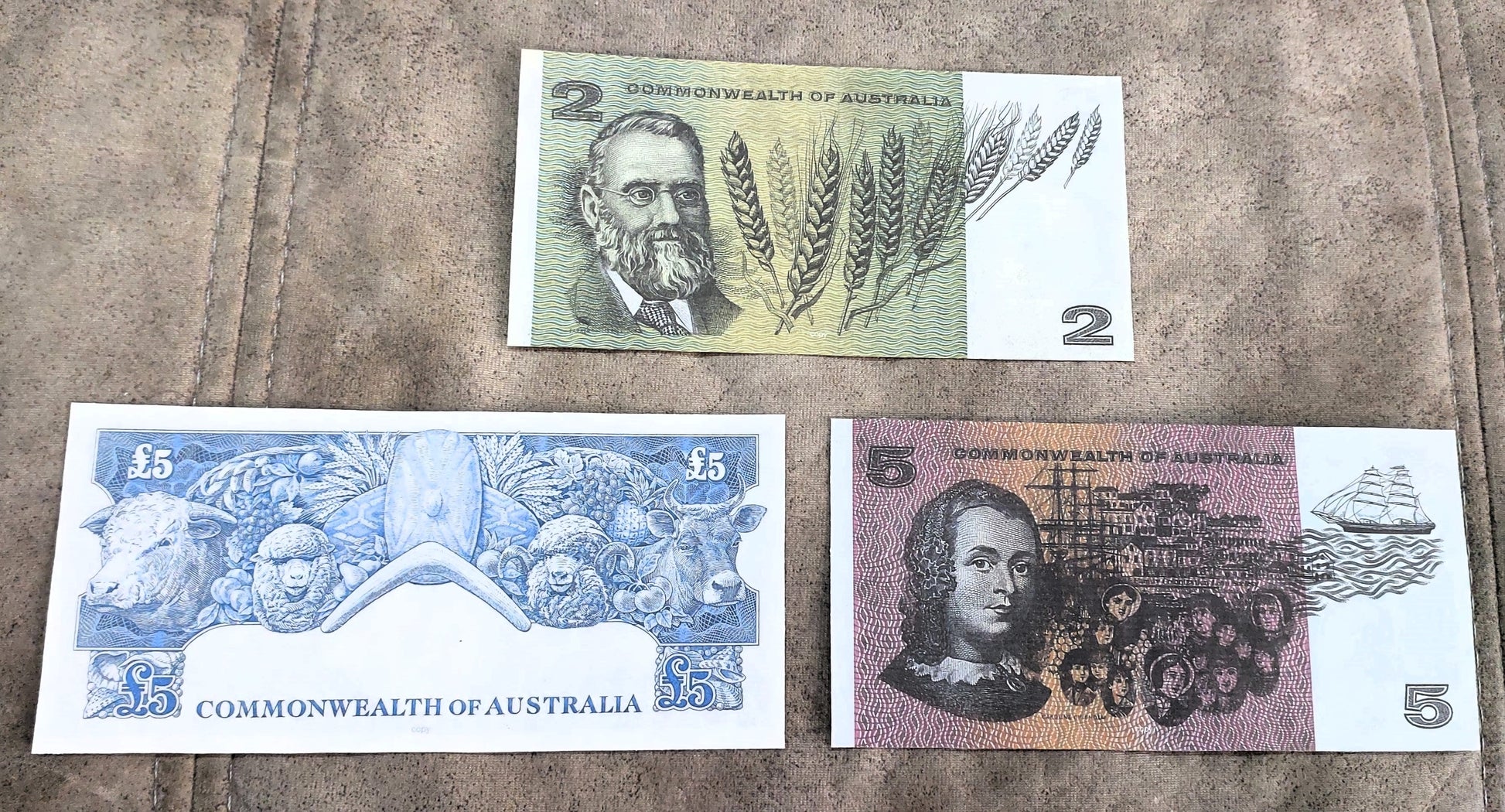 Commonwealth of Australia 5 Dollar and 10 Dollar Replacement Banknotes Reverse Side