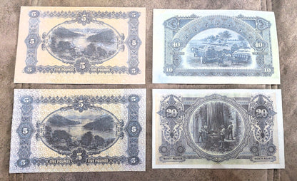 Commonwealth of Australia 5 + 10  Pound 1914 and 1918 Historical Currency Notes Back Side