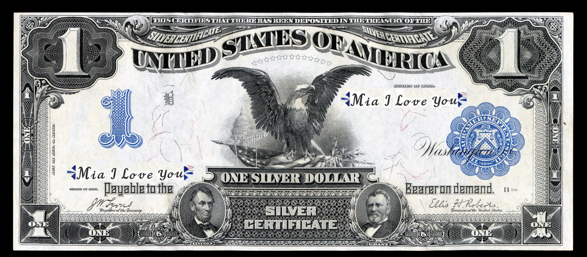 Custom Serial Number Banknote - 1 dollar 1899 Unique Birthday & Anniversary Gift