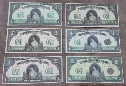 Dominion of Canada 1 Dollar 1917 Series No Seal and Printed Seal Note Varieties