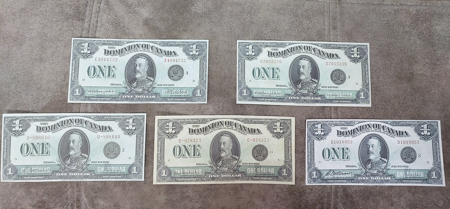 Dominion of Canada 1 Dollar 1923 Notes with Black Seals