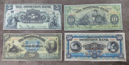 Dominion of Canada 5, 10, 20 Dollar 1925 and 50 Dollar 1925 Proof Notes