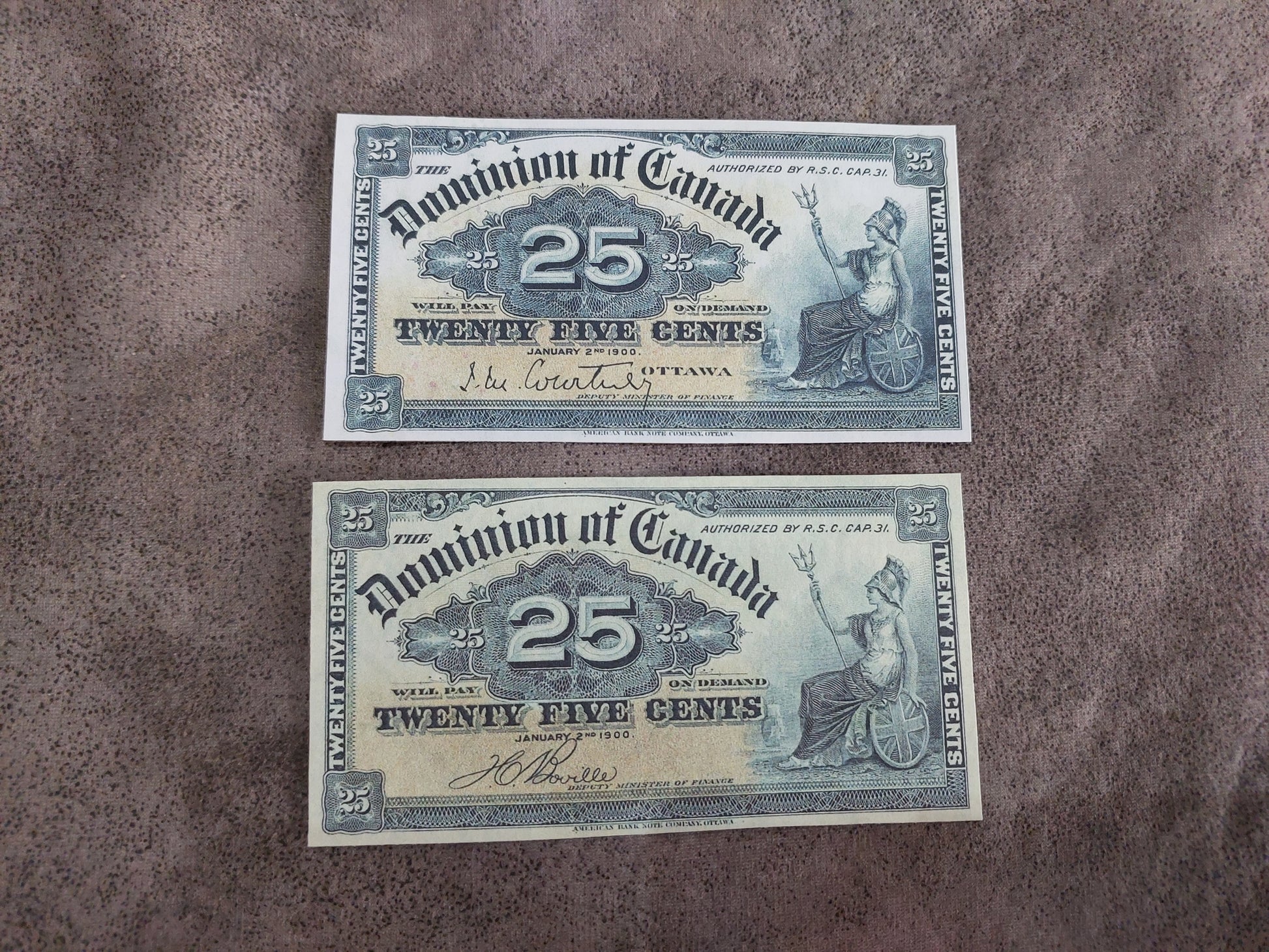 Dominion of Canada 25 Cent 1900 Fractional Notes Boville and Courtney Signatures