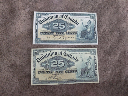 Dominion of Canada 25 Cent 1900 Fractional Notes Boville and Courtney Signatures