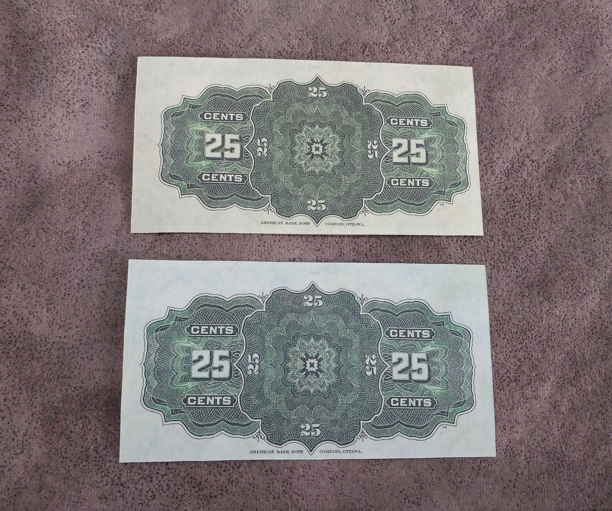 Dominion of Canada 25 Cent 1900 Fractional Currency Notes Back Side