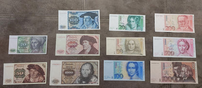 Germany Deutsche Mark Banknotes Complete 11 Items Collection 1960-1993