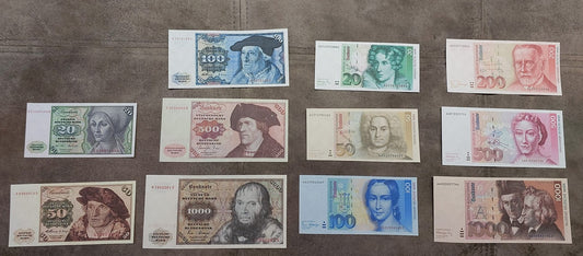 Germany Deutsche Mark Banknotes Complete 11 Items Collection 1960-1993