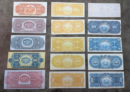 Rare Hawaii 1879-1895 historical banknote collection set - reverse side view