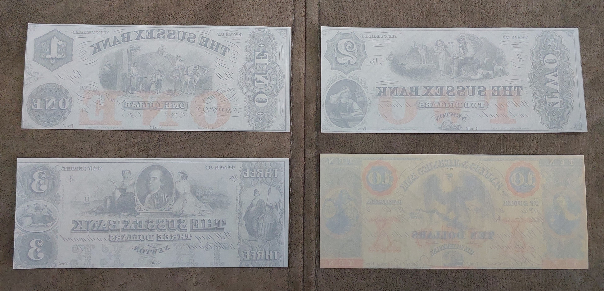 Merchants & Planters Bank Georgia and South Carolina 10 & 20 Dollar notes reverse side