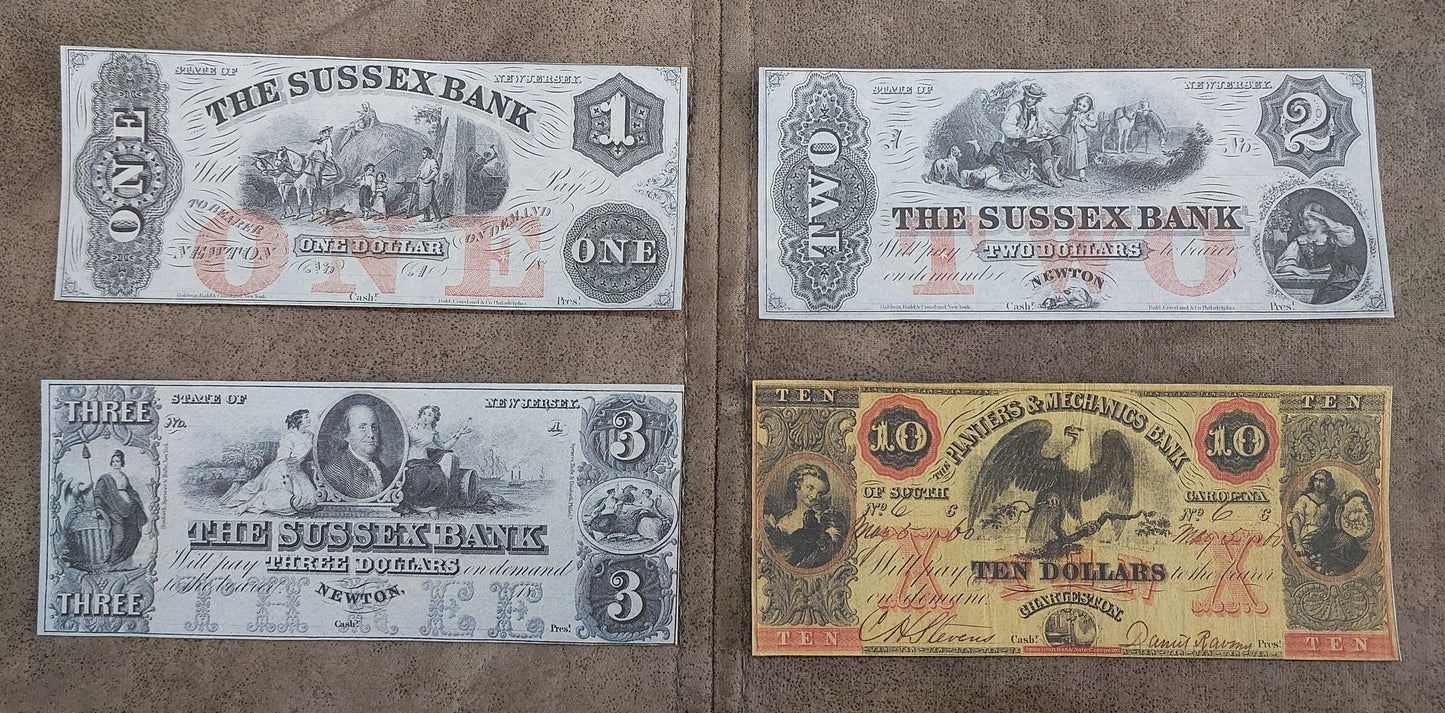 Merchants & Planters Bank Georgia 10 & 20 Dollar with Planters & Merchants South Carolina 10 Dollar front