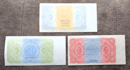 The National Bank of Australasia 1 Pound & 5 Pound Specimen Melbourne reverse side