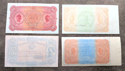 The National Bank of Australasia 10 Pound & 20 Pound Specimen Melbourne reverse side