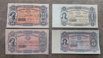 The National Bank of Australasia 10 Pound & 20 Pound 1893 Specimen Melbourne front
