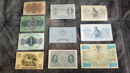 Old German States Banknotes Set B Detailed Reverse Side
