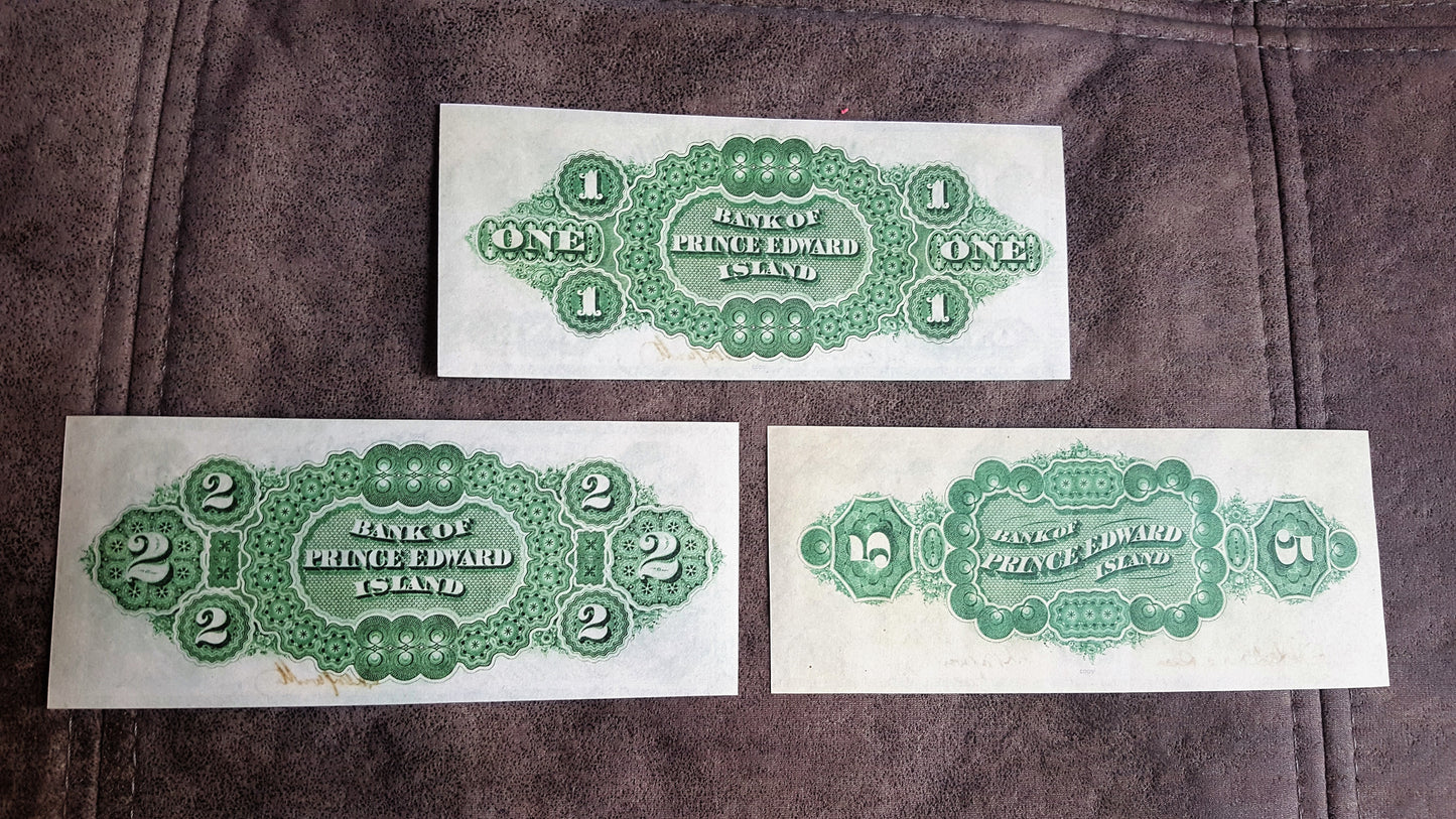 Prince Edward Island 1, 2 and 5 Dollar 1877 Historical Notes Reverse Side