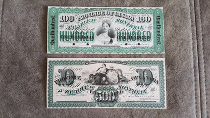 Province of Canada 50 Dollar and 100 Dollar 1866 High Denomination Treasury Notes