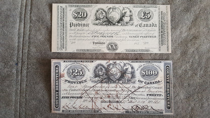 Province of Canada Rare 100 Dollar 1850 High Denomination Specimen Note