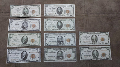 Detailed obverse and reverse view of rare 1929 series US Federal Reserve banknotes for paper money collectors.