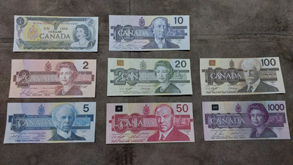 Rare 1973 to 1991 series Scenes of Canada banknotes set for paper money collectors