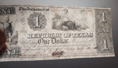 Republic of Texas 1 Dollar 1841 obsolete paper money notes front
