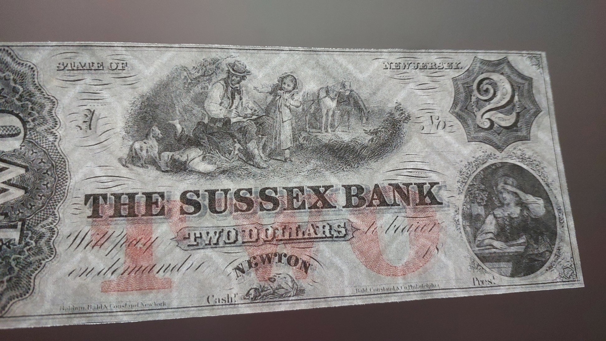 The Sussex Bank of New Jersey 1, 2 & 3 Dollar 185X obsolete currency notes front