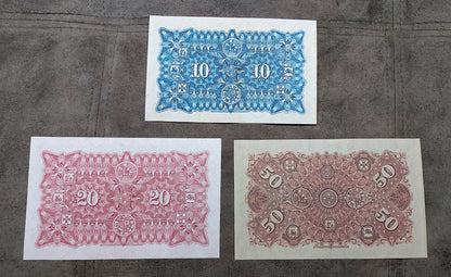 The Union Bank of Australasia 10 Pound & 20 Pound 1905 banknotes reverse side