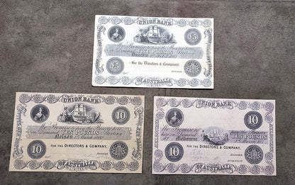 The Union Bank of Australasia New Zealand 1 Pound 1903 & 5 Pound 1882 front