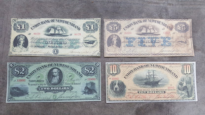 Union Bank of Newfoundland Early Pound & Dollar Historic Specimen Notes 1838 1921
