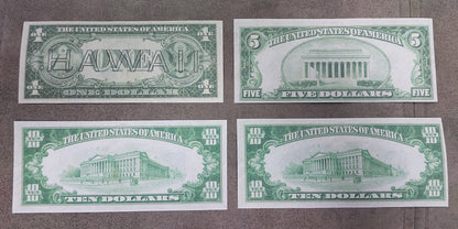 US 1 Dollar North Africa WWII, Experimental S, 5 Dollar 1934 and 5 Dollar North Africa Silver Certificates reverse side