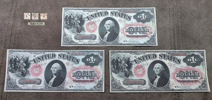US 1 Dollar 1875 Series C, Series D and Series E Legal Tender notes front