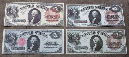 US 1 Dollar Washington 1880 Legal Tender historical currency notes with various red seals 
