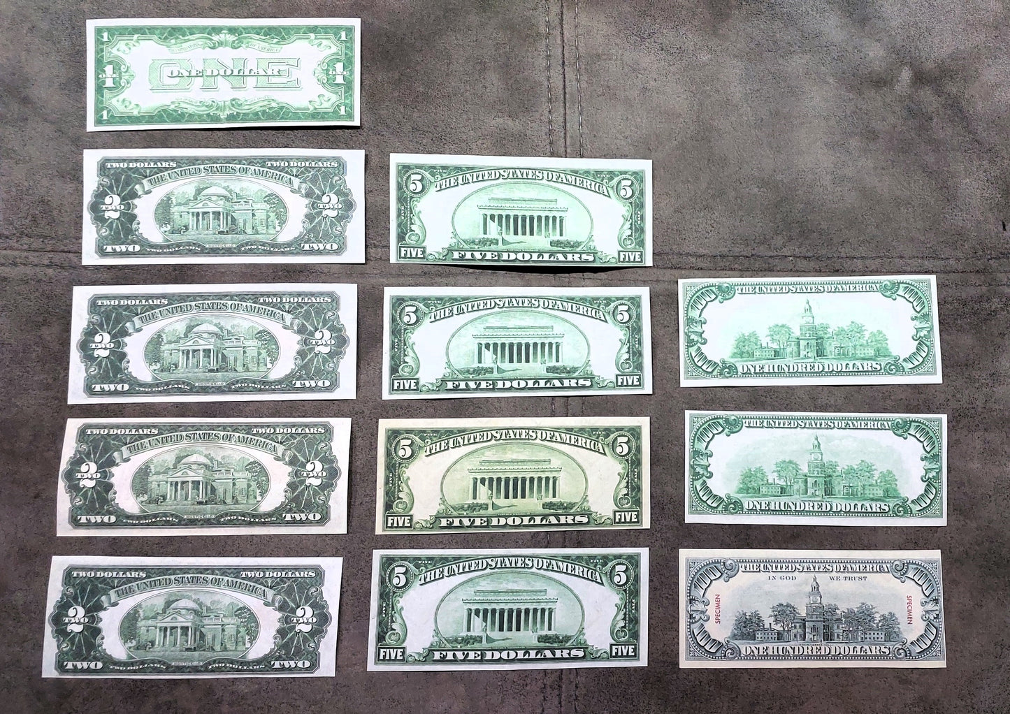 US 1928 to 1966 Legal Tender notes complete set reverse greenback view