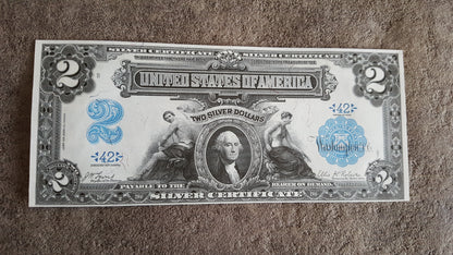 US 2 Dollar 1899 Silver Certificate George Washington historical currency note front